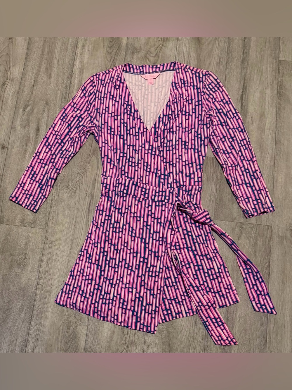 Lilly Pulitzer Size XS Karlie Wrap Romper Mandevilla Pink Slathouse Stripe